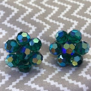 Lovely Blue-green Aurora Crystal Earrings